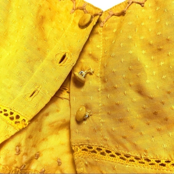 Tularosa mustard yellow embroidered ruffle crop top size S - Picture 7 of 8